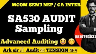 SA 530 AUDIT SAMPLING||ADVANCED AUDITING |Mcom sem3 nep|Most Imp  Questions|ARK sir