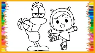 🎨Coloring Pato Basketball & Nina Roller Skate | How To Color, Easy Coloring, Drawing & Painting