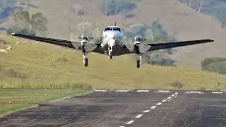 King Air C90GTI Decolando com uma Bela Vista da Cabeceira