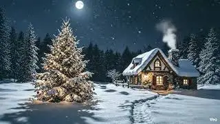 8 Hour Magical Christmas Tree & Falling Snow | 4K HDR Silent Background | Winter Night Ambience