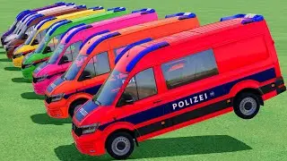 TRANSPORTING ALL POLICE CARS and AMBULANCE EMERGENCY VEHICLES WITH MERCEDES POLICE TRAIN ! #12 FS22