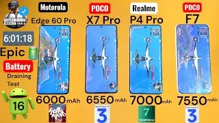 Сравнение показателей разрядки батареи POCO F7, Poco x7 Pro, Realme P4 Pro и Moto Edge 60 Pro 🔥🔥🔥
