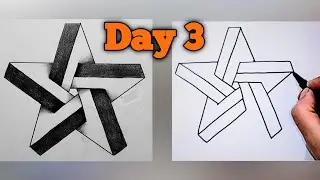 Day 3 | 3D Star Drawing Tutorial | Easy Optical Illusion Art for Beginners #Sudheer hai999