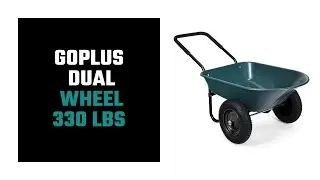 Goplus Dual Wheel Wheelbarrow, Heavy Duty Garden Cart, 330 lbs Capacity Utility Cart with Two 13