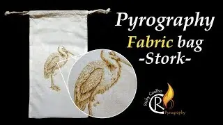 Pyrography - stork (fabric)