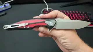 Rike Knife Tulay Liner Lock Knife Integral Red/Black G-10/CF (8.6
