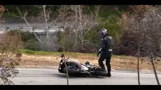 Motorcycle Crash - Yamaha  R1 Lowsides on Mulholland Highway