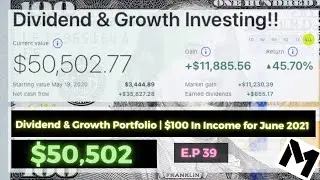 Dividend And Growth Portfolio | $100 In Income For June 2021 | 100% Passive Income | E.P 39