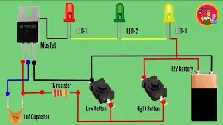 How to make LED bulb high and low using irf3205 mosfet