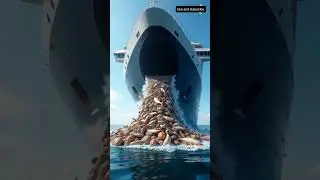 Ship Navigates Through Waste Waters 🚢♻️ #OceanPollution #ShipThroughWaste #PlasticCrisis #Savelife