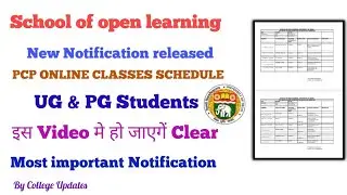 DU SOL New Notification Released for PCP Online Classes Schedule For PG Students || College Updates