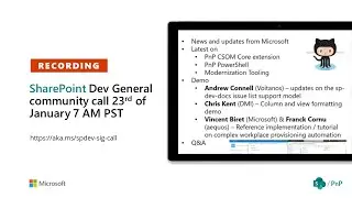 SharePoint PnP &ndash; General SharePoint Dev SIG community call &ndash; 23rd of January 2020