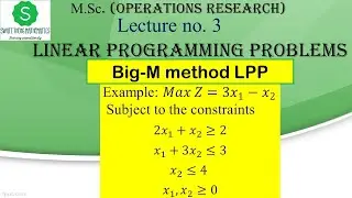 Big m method conditions  || big m method in operation research || big m method minimization problem