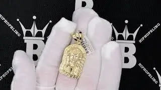 Jesus Greek Outline #1 10K Yellow Gold Pendant | Solid Gold Hip Hop Jewelry