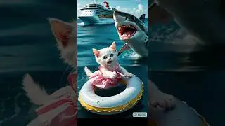 Daddy Cat vs Shark  #ytshorts  #shorts  #shorts #shorts #AI shorts