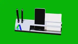 Desk Organizer & Desktop Whiteboard 3D Model | Green Screen Background | Chroma Key | 4K | Free