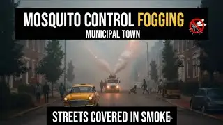 Mosquito Control Fogging in a Municipal Town | Streets Covered in Smoke