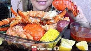 ASMR SeaFood Boil King Crabs and Lobster tail (Whispering) | Eating Sounds | EatWithJas91