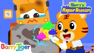 Let's Help The Stuck Steamroller[NEW]🚜| Car Mechanic | Car Cartoons & Kids Cartoons | BarryTiger