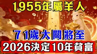 1955年屬羊人，乙未之命！2026年71歲大關將至，這一年決定你未來十年的貧富！生肖羊必看！#生肖 #運勢 #命理 #屬相 #風水 #財運 #佛陀 #佛學 #佛法 #佛教 #修行 #智慧 #因果