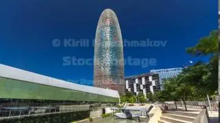 Barcelona, Spain timelapse hyperlapse: Torre Agbar skyscraper