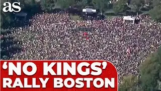 WILD AERIAL FOOTAGE: Thousands FLOOD Boston streets for 'NO KINGS' rally