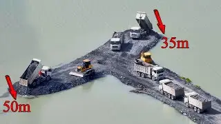 Ep 82 Good Best Action Bulldozer Santui  in Sand and Dump Trucks dump truck unloading sand