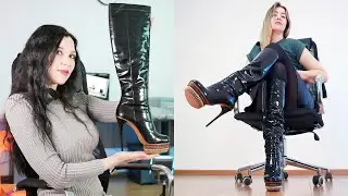 Valeria & big Lesya Stun in Men's size 42 Gianmarco Lorenzi Boots -- ?!