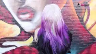 Synthetic Lace Front Wig, Ombre Blonde to Purple&black Color SL01006
