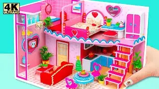 DIY Miniature House ❤️ Satisfying Build Pink Heart Bedroom & Kitchen from Cardboard and Clay