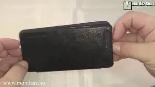 Notesz tok - FEKETE - oldalra ny&iacute;l&oacute;, ablakos HUAWEI P10 (87623)