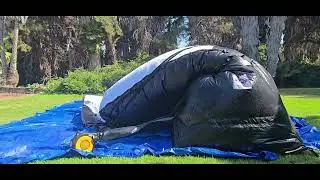 Inflating a 32.5' x 17' picture sizeDRIVE-In Jr inflatable movie screen with 1.5hp Boost blower.