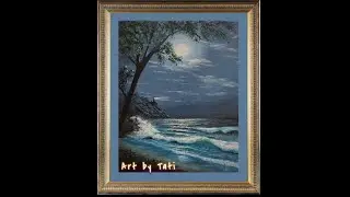 How to paint a moonlit seascape | Acrylic painting Tutorial