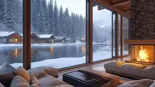 Cozy Fireplace With Winter Lake View 🔥❄️ | 1 HOUR Relaxing Ambience