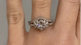Loxlynn & Monroe - Unique Platinum Vintage Inspired Princess Cut Diamond Wedding Ring Set