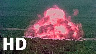 The footage of huge blast effect at rainforest by various cameras