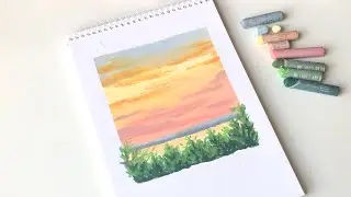 Peaceful sunset sky scenery 🌅 | Oil pastel drawing for beginners, step by step easy painting