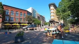 ONE  MINUTE TIMELAPSE  EVENTS OF GASTOWN VANCOUVER CITY SUMMER OF 2021