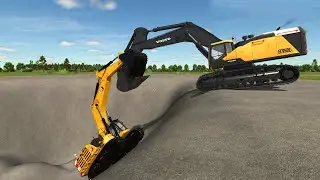 VOLVO Excavator Pulls Fallen LIEBHERR Excavator Out Of Hole [Farming Simulator 25]