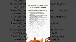 Thanksgiving Would You Rather for Adults | Question Games |  Funny & Thought-Provoking Choices