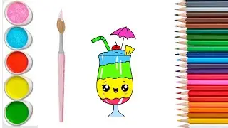 How to draw a  Tropical Drink 🍷/Easy drawing/simple drawing ideas for beginners