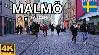 Winter Walk in Sweden 🇸🇪 Magical Sunset & Frozen River in Malmö ❄️ | 4K Street Walk