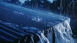 Soothing Yet Heavy Rain ASMR on Tin Roofs at Night, Endless Downpour Along a Quiet Rural Road 024
