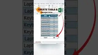 No Formula to add total | Create Table & Total Row in Excel.