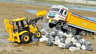 Blocked Road Rescue | JCB Saves the Trucks😲#toysforkids 