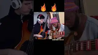 Insane bass battle!  😬😬 #playtoimpact with @sirrtribbettjonathan #basssolo #bassist #bass #battle