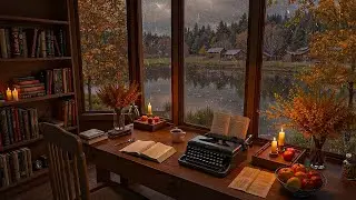 Cozy Autumn Rain by the Window 🍂 Relaxing Jazz Piano & Candlelight Ambience for Study and Work