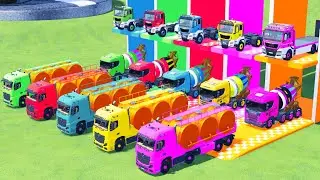 Garage with Colors - ALL MIXER TRUCK WITH DOUBLE FLATBED TRAILER TRUCK, SCANIA, PHOENIX, TATRA - FS2