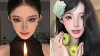 SOFT GLAM DOUYIN MAKEUP🕯🍏 Satisfying Asmr Makeup tutorial ✨️ 