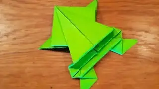 Origami paper frog